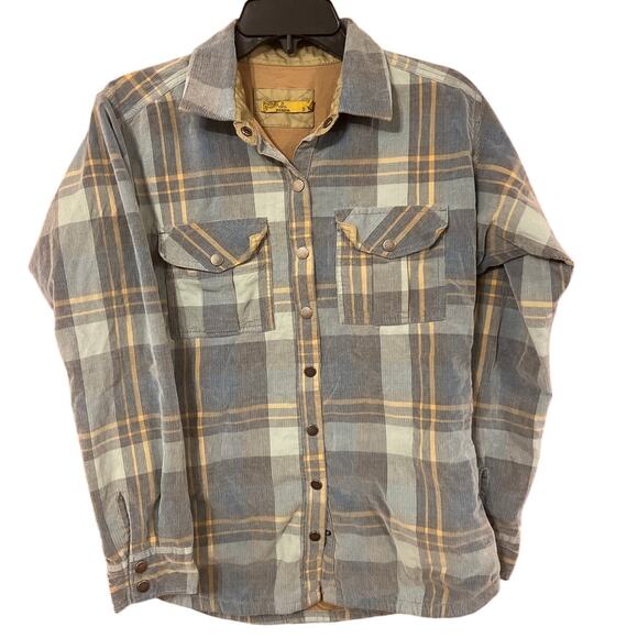 PrAna  Chore Coat Blue Yellow Plaid Warm Fall Shacket Small - Picture 1 of 6